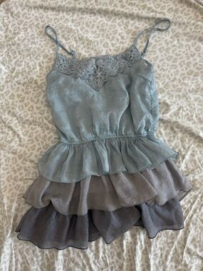 Y2& Light Blue Ruffled Lace babydoll  Top